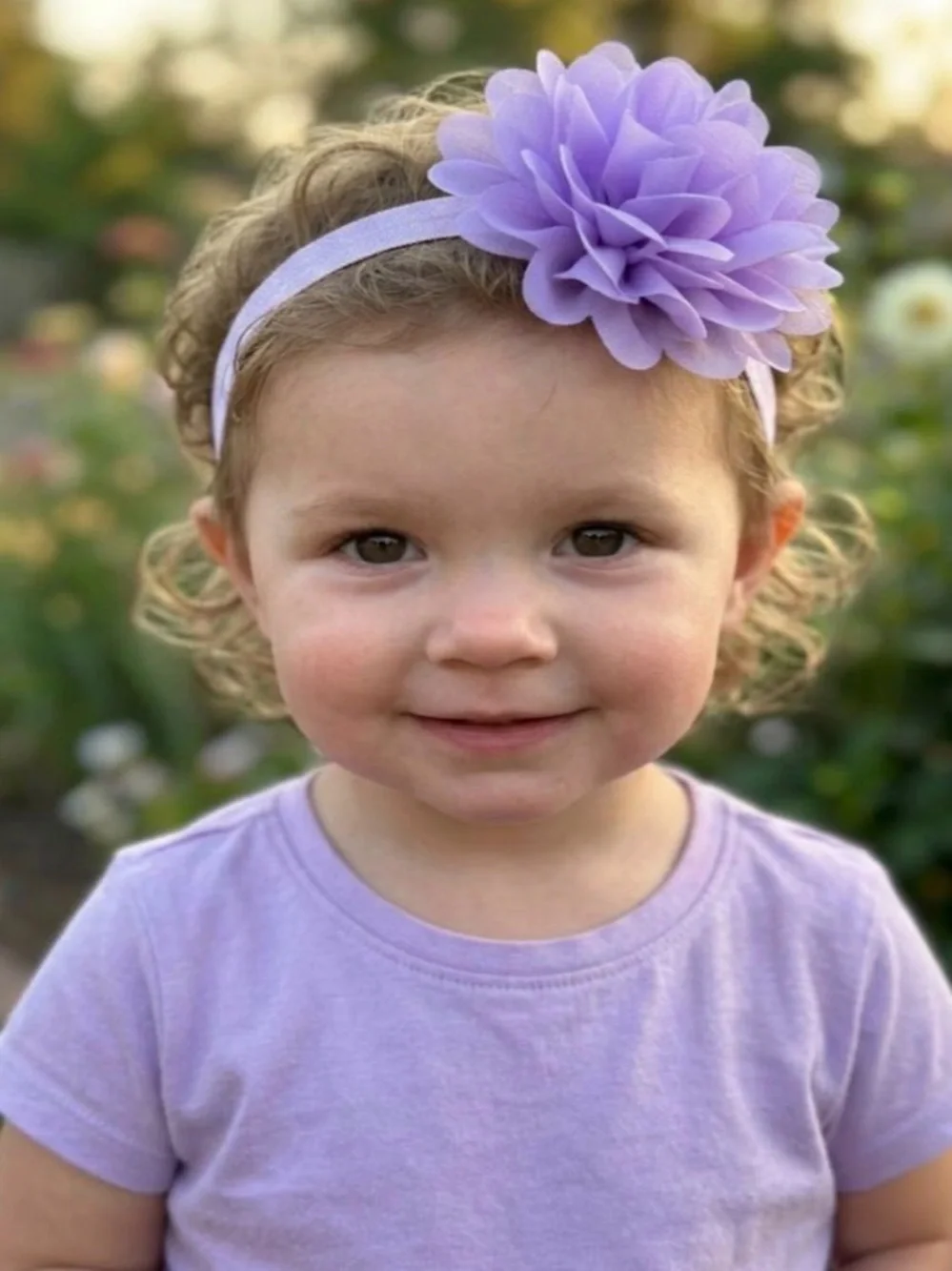 Lavender Floral Elastic Headband for Girls